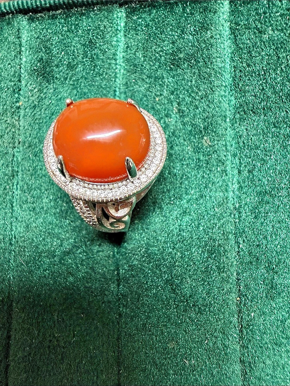 Orange carnelian ring silver ring size 6